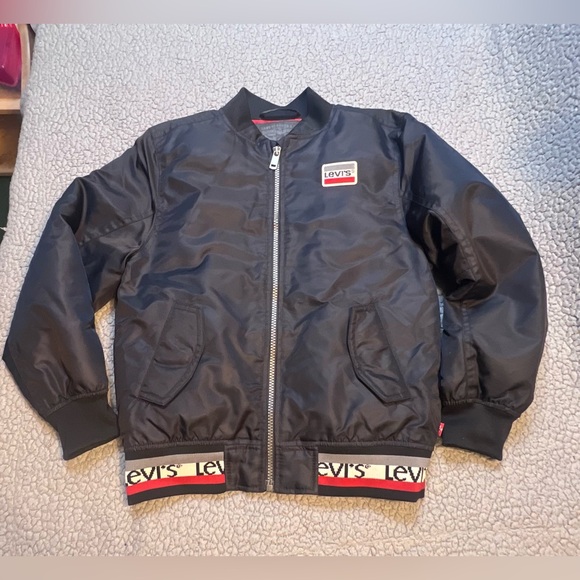 Levi’s Big Boys Bomber Jacket Black And Red Graphic Print Logo Size Small 8-10 Y - Picture 13 of 13